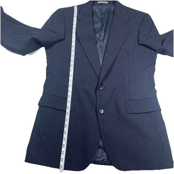 Oleg Cassini Suit Jacket and Pants Men's Sz‎ 40 R, Pants 32/31 Black Pinstripe - Picture 6 of 10